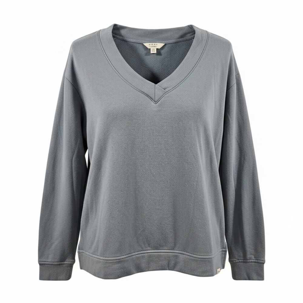 Orvis Sage SZ Small V-Neck Long Sleeve Super Soft Fleece Boxy Sweatshirt